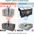 BALEINE 2-Pack Oversized Moving Bags with Reinforced Handles, Heavy-Duty Storage Tote for Clothes, Moving Supplies (Black, 2-Pack)