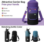 Insulated Water Bottle | Thickened Stainless Steel for Gym and Hiking with Straw, Carrier Bag, Handle Strap | BPA-Free 87 oz