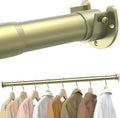 Closet Rods for Hanging Clothes, 17 to 84 Inches Stepless Adjustable Metal Closet Rod, 1.3 Inches Heavy Duty Clothes Hanging Rod for Closet Wardrobes Laundry RV, Verdant Gold