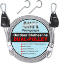 Retractable Clothesline Outdoors, Travel Clothes Drying Line, Heavy Duty Dual Pulley System with Nylon-Coated Steel Wire, Portable Laundry Line for Camping, Backyard, RV, Cruise Ships (40Ft)
