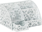 EasyPAG Desk Organizer and Pen Holder for Desk, Mesh Office Supplies Storage Caddy with Drawer for Small Space, Desktop Organizer for Home Office, White