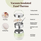 40oz Insulated Food Jar with 2 Compartments, Leak-Proof Thermo for Hot Food Wide Mouth Stainless Steel Includes Spoon and Fork Soup Thermo Lunch Containers Bento Box for Adults（Pink