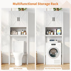 GAOMON Over The Toilet Storage Cabinet, Bathroom Shelf Organizer with Anti-Tip Device Small Freestanding Space Saver with Adjustable Shelf