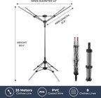 STO STO Portable Umbrella Clothesline, 82 Feet Rotary Drying Rack with Adjustable Height, Freestanding Laundry Line for Backyard, Patio, Balcony & Camping, Easy Setup with Carry Bag, No Tools Required