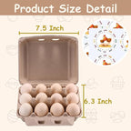 200 Pcs Vintage Egg Cartons with Labels, Square Dozen Egg Basket Blank Natural Paper Pulp, Classical 3x4 Style Holds Up to One Twelve 12 Count Chicken Eggs, Sturdy Eggs Box with Stickers