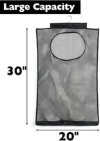 ALYER Breathable Mesh Laundry Hamper,Foldable Hanging Closet Storage Basket,Portable Space Saving Dirty Clothes Bag (Black)