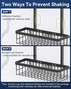 YASONIC Shower Caddy Hanging, Never Rust Shower Organizer Hanging, Aluminum Shower Racks for Inside Shower with Hooks for Razor, Bathroom Organizers and Storage with Soap Holder, Black