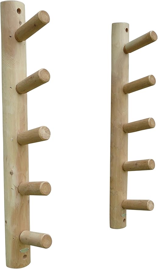10-Place Wall-Mounted Ski Log Racks - Skis Wall Mount Garage Racks, Indoor & Outdoor Vertical Ski Holders for Walls, Hangers for Skis Indoor Storage Rack, Garage Hanging Rack - Unfinished