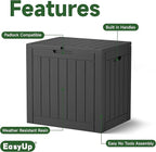 EasyUp 33 Gallon Resin Deck Box Waterproof, UV Resistant Outdoor Storage Box for Delivery, Porch, Patio and Garden, Stripe Black
