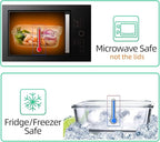C CREST [10-Pack] Glass Food Storage Containers - Food Prep Containers with Lids - Microwave, Oven, Freezer and Dishwasher Safe