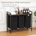 Laundry Sorter Basket with 3 Compartments & Detachable Liners, 3 x 12.1 Gal, Pull-Out Oxford Fabric Bins with Ventilated Shelf for Bathroom/Laundry Room Organization