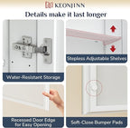 Keonjinn White Medicine Cabinet 14 x 18 Inch, Assembly Required, Medicine Cabinet Mirror for Compact Bathroom, One Shelf Only, Free Adjustable Shelves, Wall Mount or Recessed, Tempered Glass