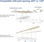 FLEXIMOUNTS 3x8 Overhead Garage Ceiling Storage Rack, Adjustable Garage Organization System, Heavy Duty Metal, 750lbs Weight Capacity, White, Classic Series
