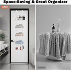 HarJue Over The Door Towel Racks, No Drill Towel Storage with Basket & Hooks, Space-Saving Multi-Functional Towel Holder for Bathrooms, bedrooms, Apartments, RVs (White)