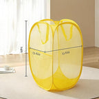 The upgraded pop-up laundry basket features a breathable side pocket mesh design, making it ideal for rooms, apartments, dormitories, travel, business trips, and children's storage (1,yellow)