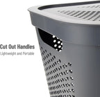 Mind Reader 60L Slim Laundry Hamper, Clothes Basket, Lid, Ventilated, Plastic, Set of 2, Gray