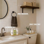 Bathroom Vanity Tray – 12" x 6" Oak Decorative Wooden Tray for Toilet Tank Organizer Wood Tray for Bathroom Countertop, Soap, Perfume & Storage, Vanity & Dresser Decor, Gold & Natural Oak