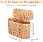 Toilet Paper Storage Basket, Water Hyacinth Slim Toilet Paper Holder with Lid for 6 Regular Rolls Hand-Woven Wicker Rattan Home Decor Bathroom Accessories Organizer