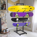 Generic Skateboard Rack, Five-Layer Double-Sided Metal Skateboard Rack Wall Mount, Skateboard Storage Rack for Scooter/Skateboards/Skis Skateboard Display Rack Stand for Garage & Shop, Black