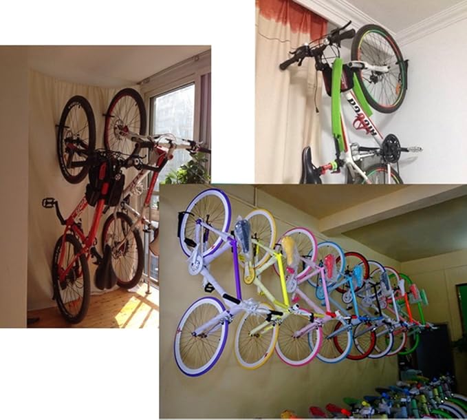 Dirza Bike Rack Garage Wall Mount Bike Hanger Bike Hooks Bike Storage Bicycle Vertical System for Garage Indoor Shed - Easily Hang/Detach - Holds up to 65 lb with Screws Black