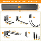 64'' Garage Tool Organizer Wall Mount - Heavy Duty 680 lbs Capacity Tool Rack with 10 Adjustable Hooks, Wall Mounted Storage System for Garage, Shed, Workshop (Black)