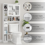 Vabches Over The Toilet Storage Cabinet, Farmhouse Storage Cabinet Over Toilet with Acrylic Doors，Home Space-Saving Toilet Rack, for Bathroom, Restroom, Laundry, White