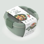 Bentgo Salad Container - 54 oz Bowl with 4-Compartment Toppings Tray, Leak-Proof Dressing Container, Reusable Fork, BPA-Free Lunch Box for Meal Prep & Food Storage; Removable Bento Tray (Khaki Green)
