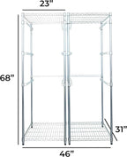 SafeRacks 2 Pack 5-Tier Steel Tote Rack - Maximize Space, Declutter, Organization, NSF Certified, Bin Storage for Garage, Pantry, Kitchen, Workspace, 5 Shelves, 31″ x 23″ x 68″, Zinc