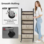GRANNY SAYS 3 Tier Laundry Sorter, Laundry Basket with Wheels, Laundry Room Organization and Storage, 3 Section Rolling Laundry Cart for Dorm, Bathroom, Bedroom, Closet, Light Khaki