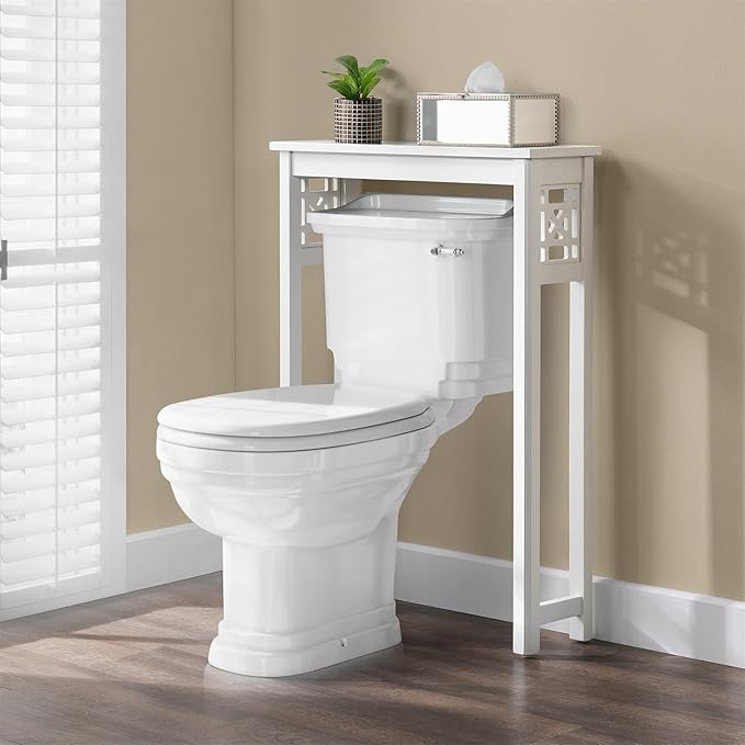Unknown1 27" w X 37" h Over Toilet Shelf White Modern Contemporary Pine Painted Includes Hardware
