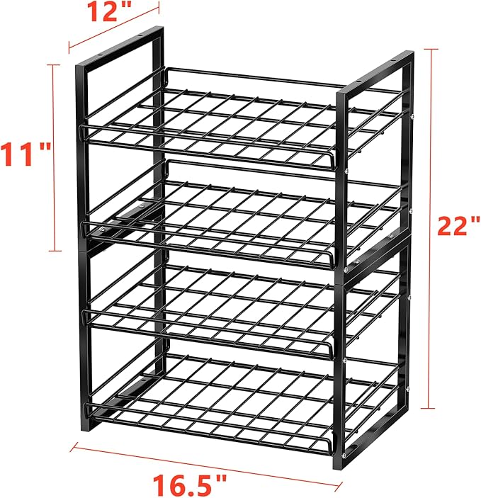 SUFAUY Stackable Can Rack Organizer for Pantry, 2 Tier Soda Canned Food Storage Holds Up to 60 Cans, Steel Square Frame Shelves for Storage, 2 Pack