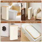 GARPROVM Toilet Paper Storage Basket with Lid, Slim Free Standing Toilet Roll Storage Holder Stand with See Through Window, Holds up to 20 Regular Rolls or 12 Mega Rolls Bathroom Organizer, Beige