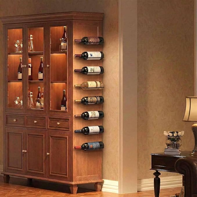 Wall Mounted Wine Rack: Metal Wall Wine Bottle Holder - for Wine Cellar Home Kitchen Bar Decor - 8Pcs
