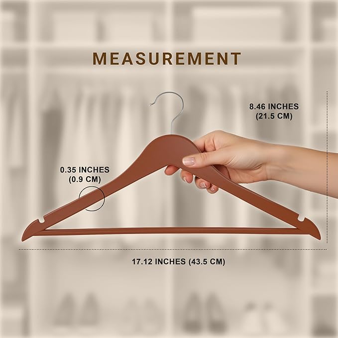 Utopia Home Premium Wooden Hangers 30 Pack - Durable & Slim Coat Hanger - Suit Hanger with 360-Degree Rotatable Hook - Wood Hangers with Shoulder Grooves (Cherry)