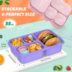 Bento Lunch Box - 4 Pack, 4-Compartment Meal Prep Containers, Adult Bento Box, Microwave & Dishwasher Safe (PP(Blue))