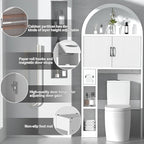AHB Over The Toilet Storage Cabinet, Freestanding Bathroom Organizer with Adjustable Shelf and Anti-Tip Device, Arched Cabinet with Doors, Space-Saving Toilet Storage for Bathroom, Laundry, Mini Bar