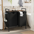 WOWLIVE Double Laundry Hamper with Lid,Rolling Laundry Basket Organizer with Wheels, Iron-Made Laundry Sorter with Top Shelf and 2 Removable Bags,Large Clothes Storage for Room,Black 1