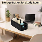 Paper Rope Storage Basket for Organizing, 2 Pack Foldable Wicker Storage Baskets with Handle,Decorative Large Storage Bins for Bathroom Countertop,Small Toilet Paper Basket for Toilet Tank Top