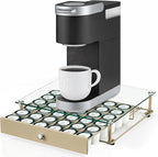 Coffee Pod Holder With Tempered Glass Top Drawer - Compatible With K Cup Pods, Holds 36 - Storage Organizer for Shop, Office, Kitchen Counter 14 13 3 in