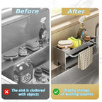 Utensil Holder,Compact Kitchen Sink Drying Rack - Durable and Stylish Solution,Self-Draining Tray Design,with Rag Rack（Black）