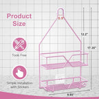 TreeLen Pink Shower Caddy Over Shower Head, Pink Bathroom Accessories, Gift for Girlfriend, Wife, Little Girl