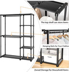 Mavivegue 4-Tier Portable Closet with Shelves & Hanging Rod - Portable Wardrobe Closet for Bedroom, Closet, Dorm - Easy Assembly Clothing Rack with Shelves for Clothes, Shoes, Accessories