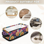 Narrow Storage Bins Bathroom Essentials Organizer Basket Rectangular Collapsible Storage Container for Organizing Toilet Paper Towels Bathroom Accessories, Bohemia Floral Print