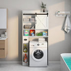 Vabches Over The Toilet Storage Cabinet, Farmhouse Storage Cabinet Over Toilet with Sliding Barn Door & Toilet Paper Holder Stand，Home Space-Saving Toilet Rack, for Bathroom, Restroom, Laundry
