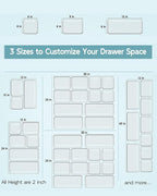 9 Pack Large Clear Plastic Drawer Organizer Trays, Desk Drawer Organizers and Storage Dividers, Non-Slip Storage Bins for Jewelry, Snacks, Office, Bathroom, Bedroom and Kitchen