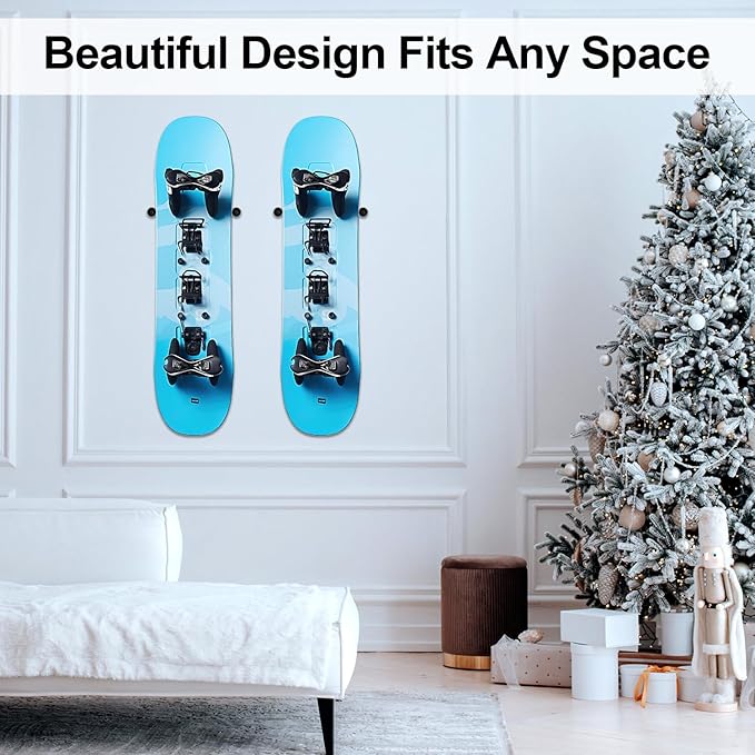 8pcs Vertical Ski Hanger, Ski Wall Mount Holder Vertical Wall Stand Ski Rack with Screws Expansion Anchors Vertical Snowboard Storage to Safely Store and Display your Snow Board(Black)