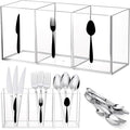Suzile Acrylic Cutlery Storage Organizer Bin Silverware Caddy Countertop Knife Spoon and Fork Holder Kitchen 3 Section Tableware Storage Box for Cabinet Indoor Home Flatware Dining Room (Clear,M)