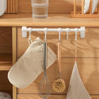 DOITOOL Cabinet Kitchen Utensil Hooks 5pcs Plastic Multi-Function Hanging Rack No Drill Installation White Storage Organizer for Cookware and Sundries