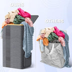BlissTotes Laundry Basket with Lid, 100L Clothes Laundry Hamper with Handles and Removable Laundry Bag, Breathable Design Hamper with Lid for Bedroom, Bathroom, Dorm, Laundry Room - Light Grey
