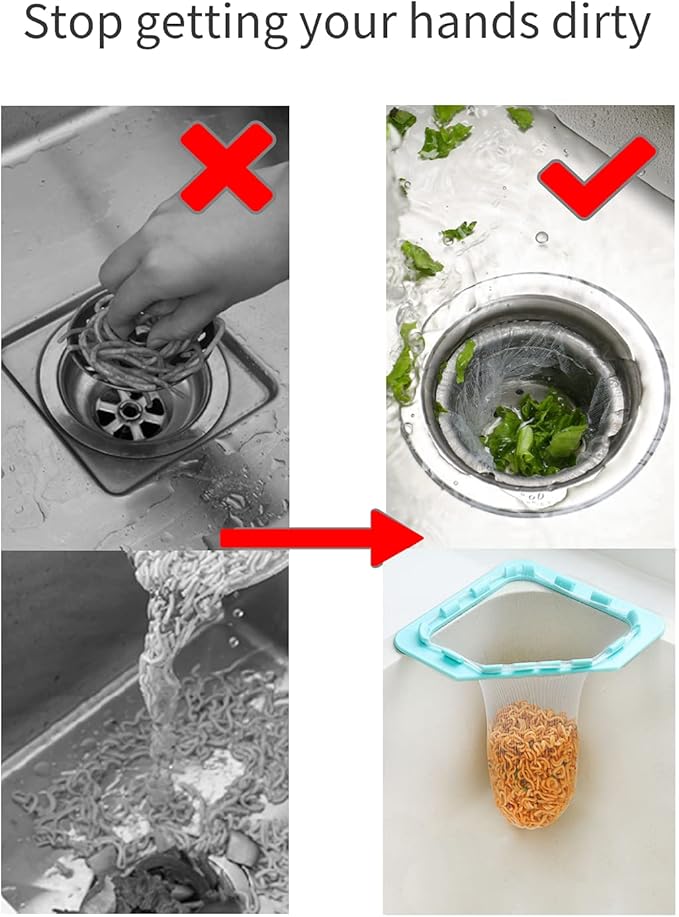 Sink Strainer Bag，200 PCS Disposable Kitchen Sink Trash Mesh Bag, Large Size Rv Wash Basin Garbage Bags of Sink Basket Strainer